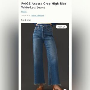 PAIGE Anessa Crop High-Rise Wide-Leg jeans 24